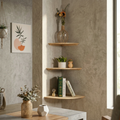 Aldersteel Solid Timber Corner Floating Shelf – 90 Degree Wall Mounted Display Shelf