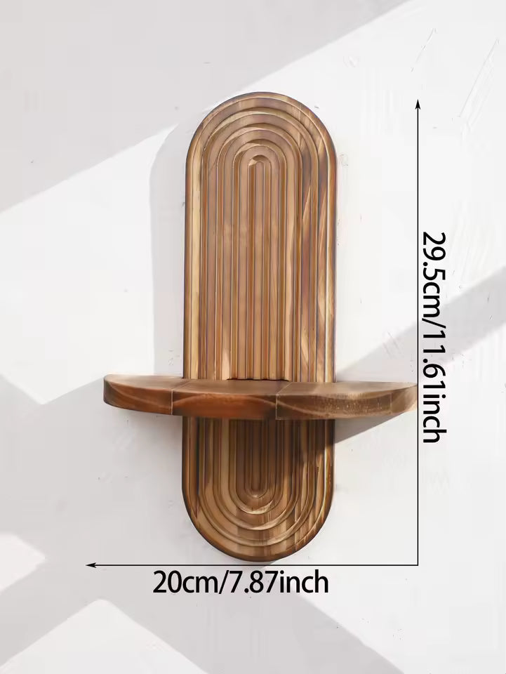 Aldersteel Fluted Arch Timber Shelf – Pill Shaped Floating Wall Display Shelf