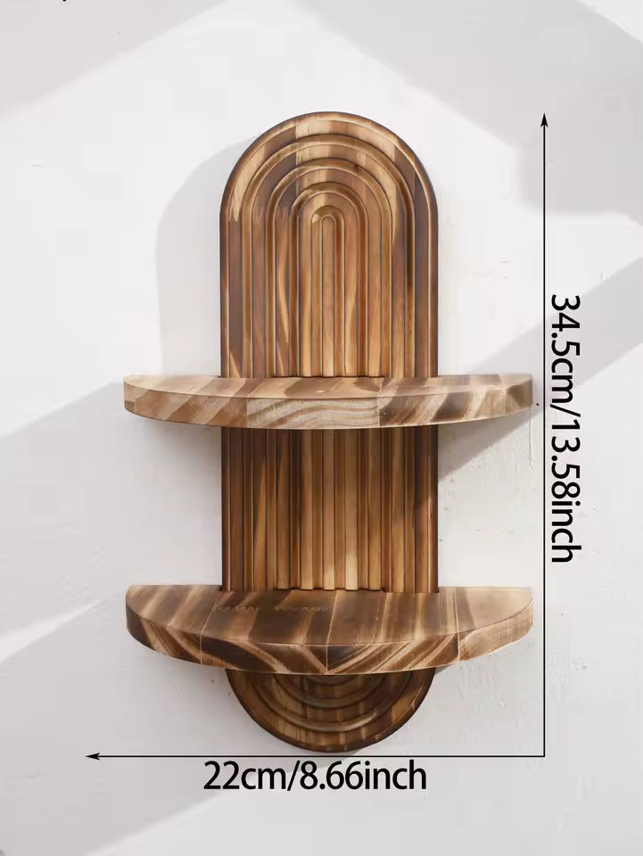 Aldersteel Fluted Arch Timber Shelf – Pill Shaped Floating Wall Display Shelf