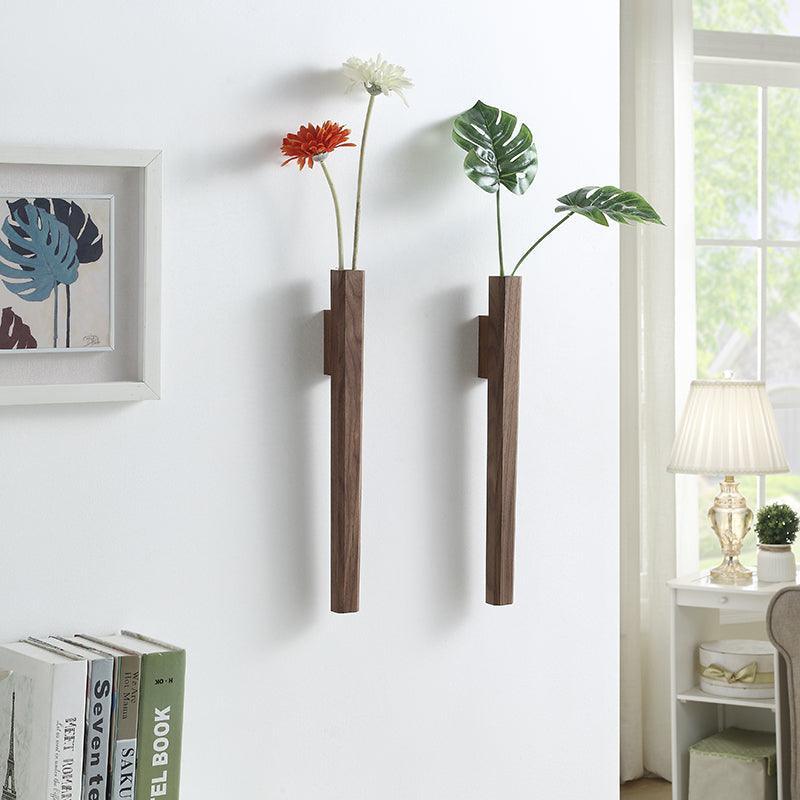 Aldersteel Solid Walnut Slimline Wall Vase – Minimalist Timber Mounted Vase