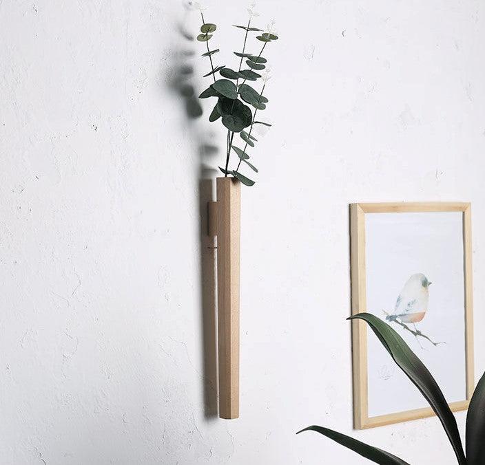 Aldersteel Solid Walnut Slimline Wall Vase – Minimalist Timber Mounted Vase