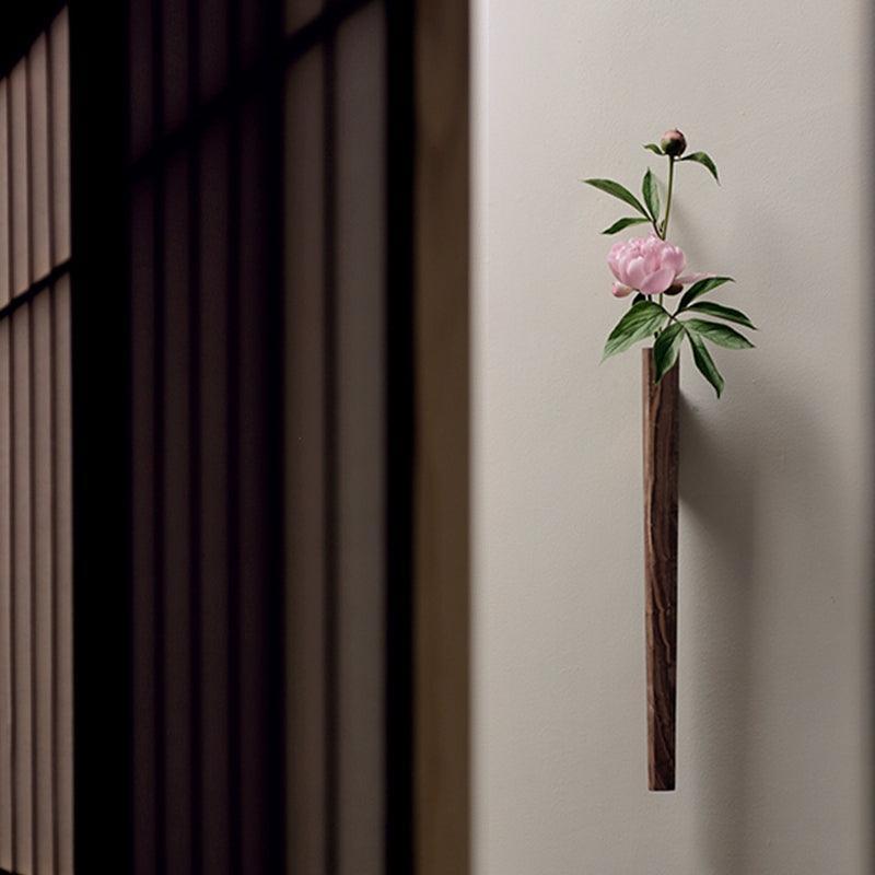 Aldersteel Solid Walnut Slimline Wall Vase – Minimalist Timber Mounted Vase