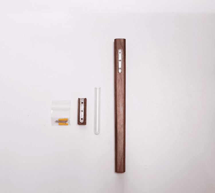 Aldersteel Solid Walnut Slimline Wall Vase – Minimalist Timber Mounted Vase