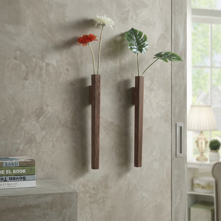 Aldersteel Walnut Slimline Wall Vase