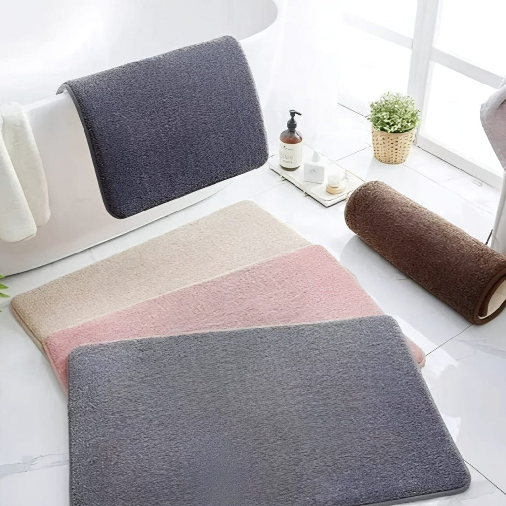 Aldersteel Velvet Memory Foam Non-Slip Bath Mat – Super Absorbent Bathroom Rug