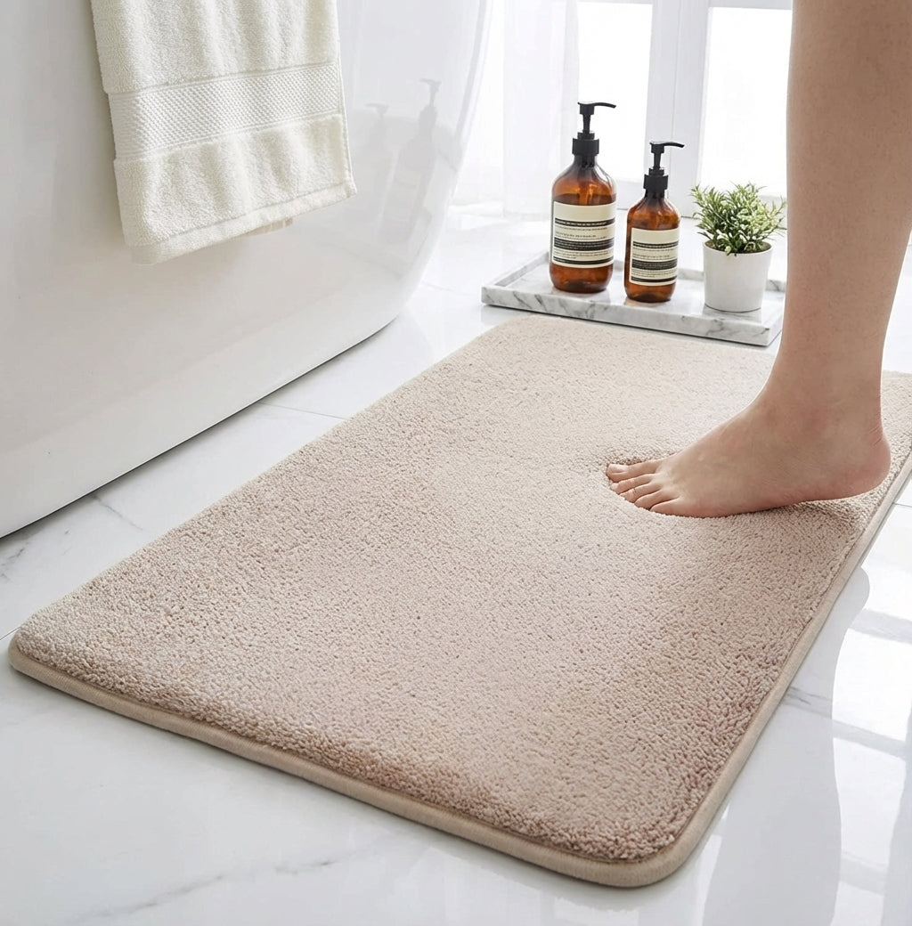 Aldersteel Velvet Memory Foam Non-Slip Bath Mat – Super Absorbent Bathroom Rug