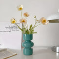 Aldersteel Stacked Bubble Glass Vase – Contemporary Teal Decorative Flower Vase