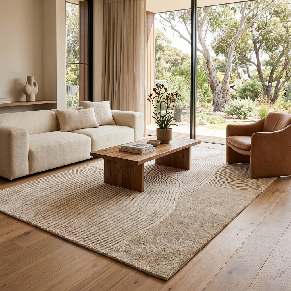 Aldersteel Zen Wave 3D Textured Rug – Neutral Living Room Area Rug