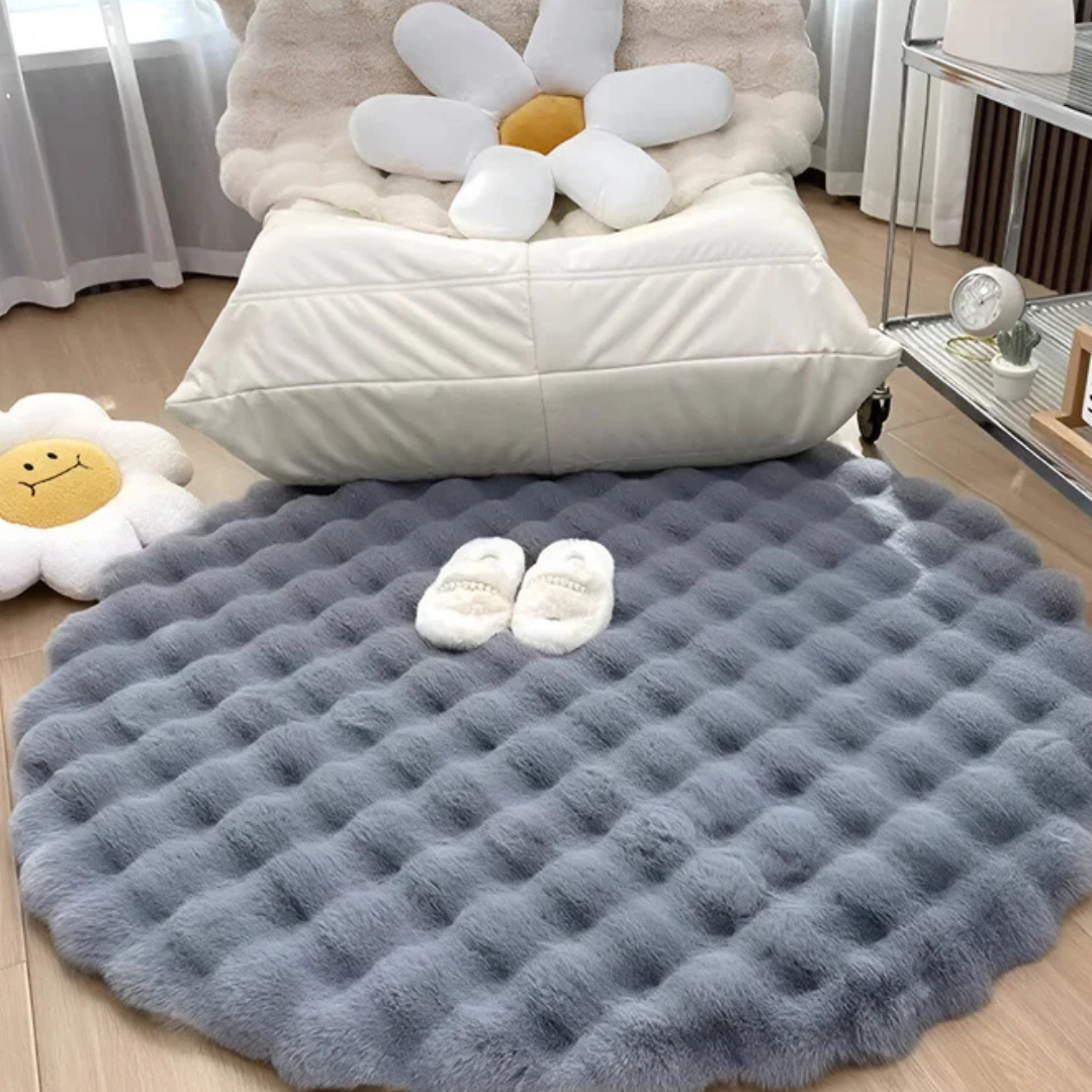 Aldersteel Cloud Fleece Round Rug – Tufted Plush Faux Fur Non-Slip Accent Rug