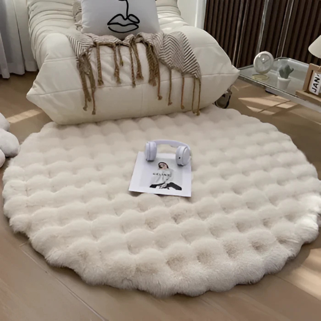 Aldersteel Cloud Fleece Round Rug – Tufted Plush Faux Fur Non-Slip Accent Rug