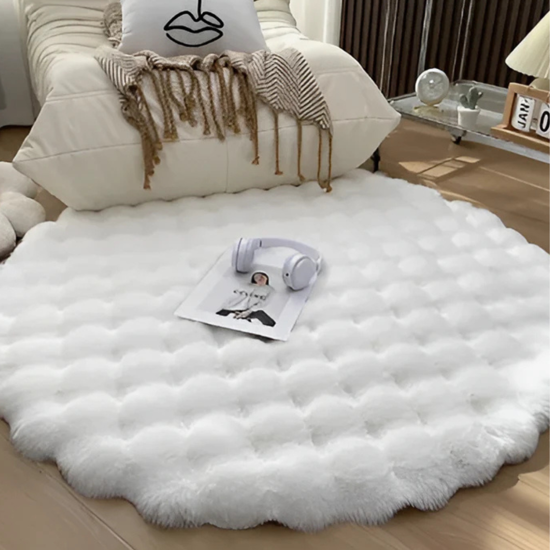 Aldersteel Cloud Fleece Round Rug – Tufted Plush Faux Fur Non-Slip Accent Rug
