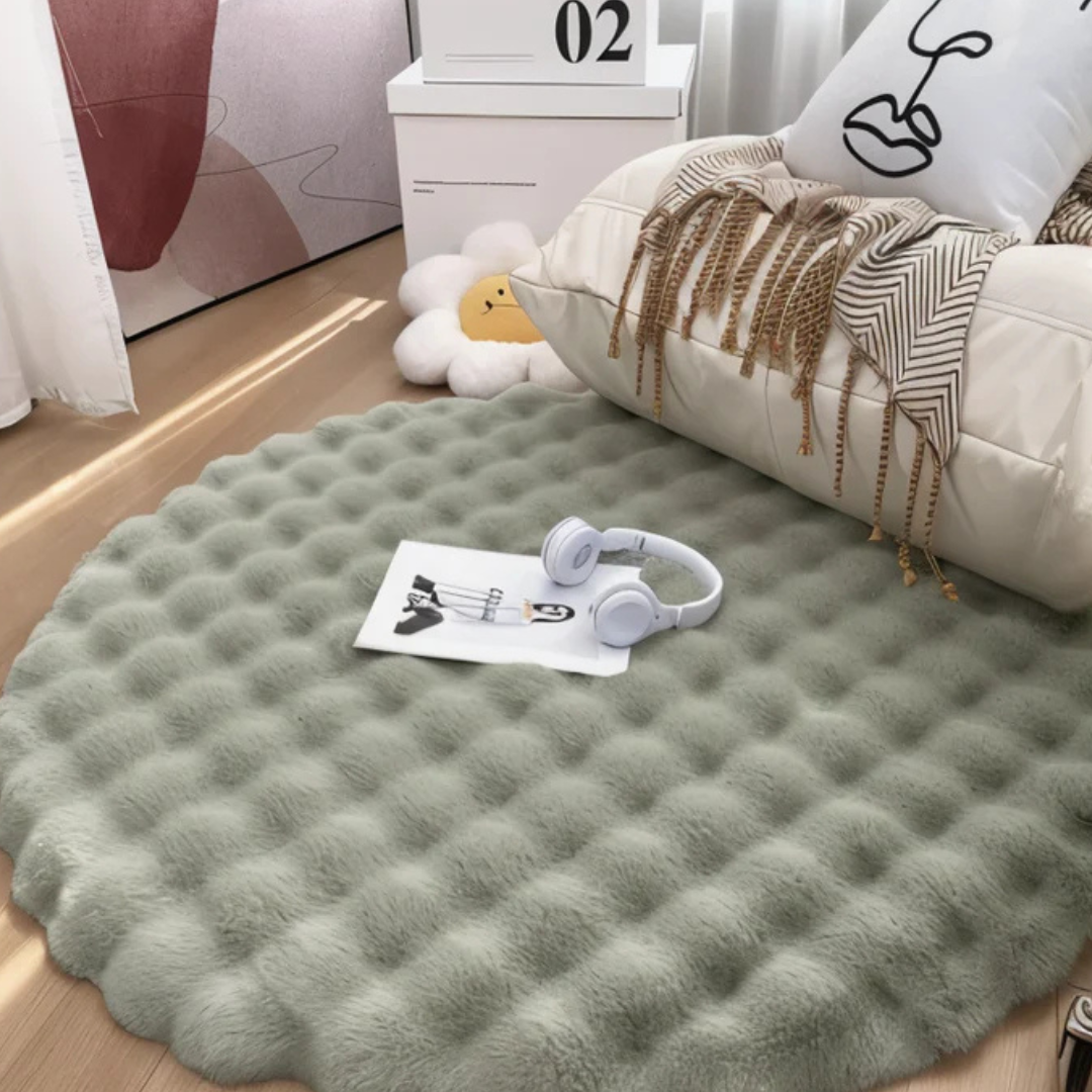 Aldersteel Cloud Fleece Round Rug – Tufted Plush Faux Fur Non-Slip Accent Rug