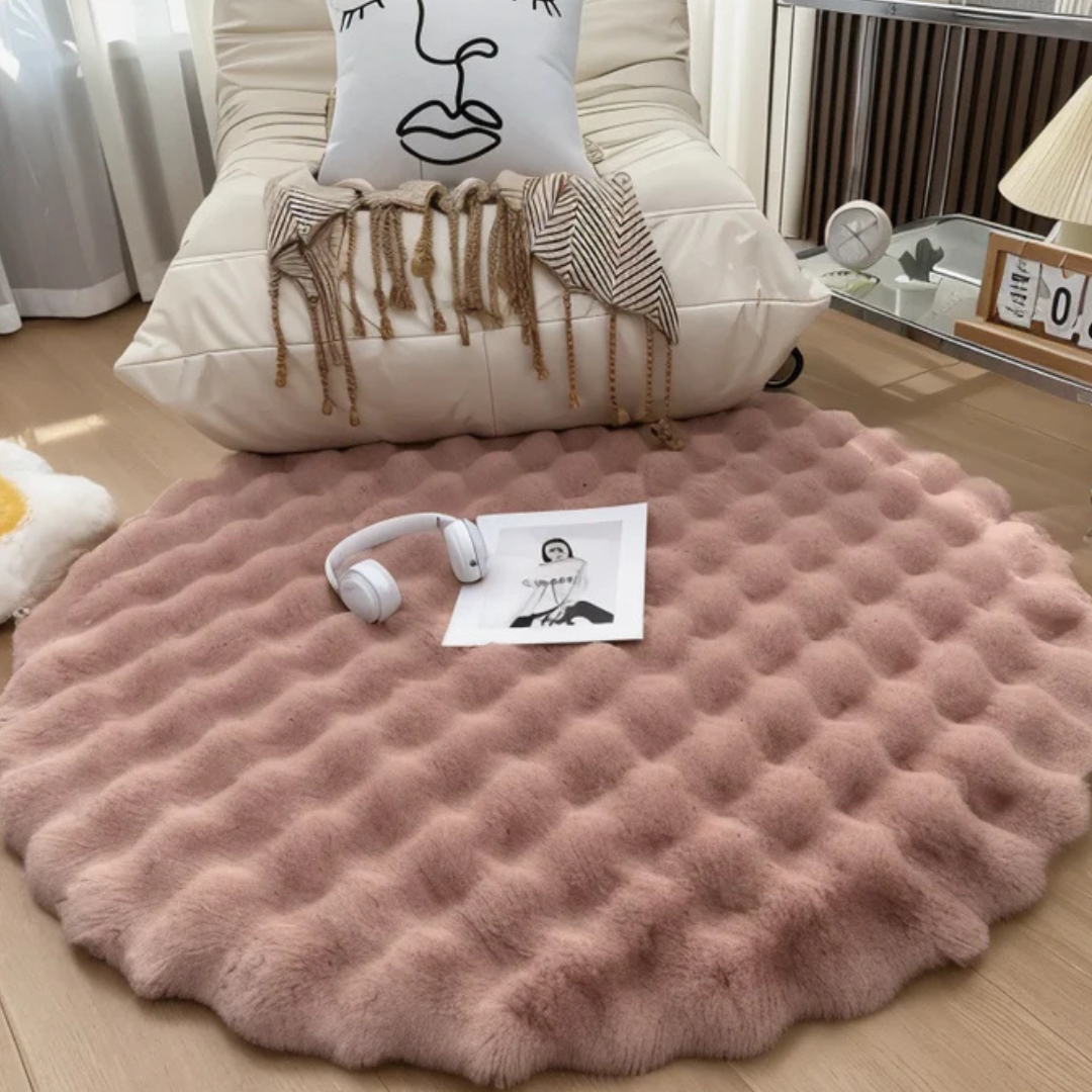 Aldersteel Cloud Fleece Round Rug – Tufted Plush Faux Fur Non-Slip Accent Rug
