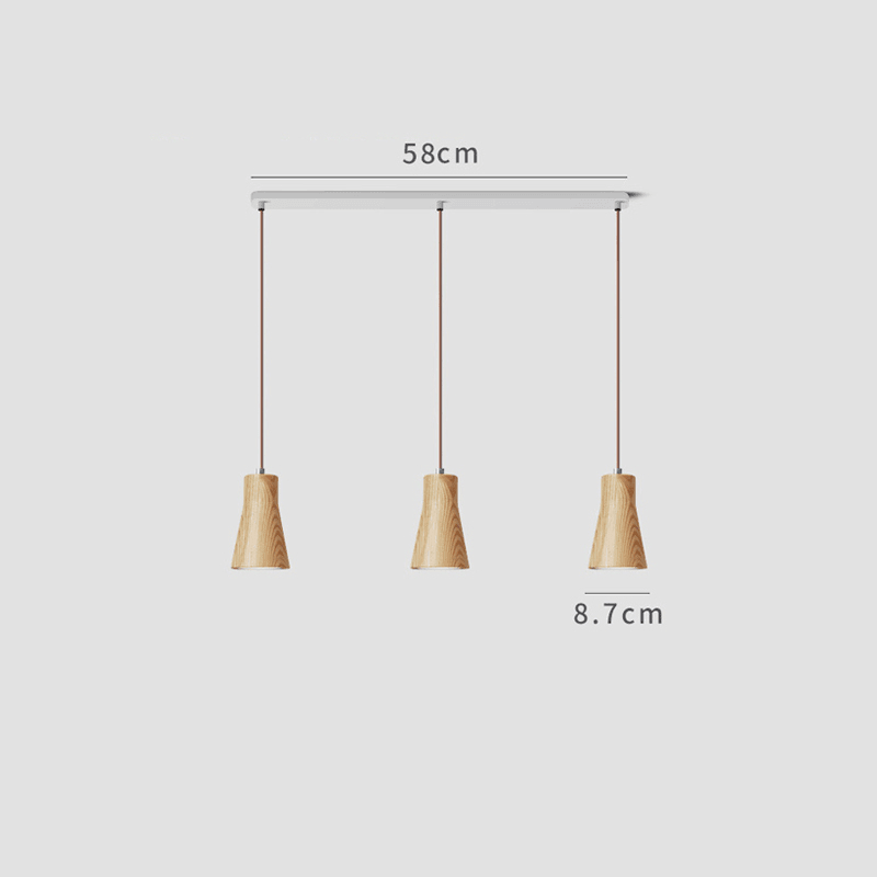 Aldersteel Solid Wood Cone Pendant Light – Minimalist Timber Hanging Lamp