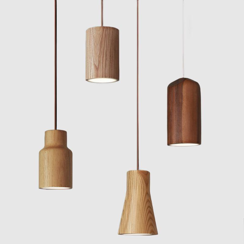 Aldersteel Solid Wood Cone Pendant Light – Minimalist Timber Hanging Lamp