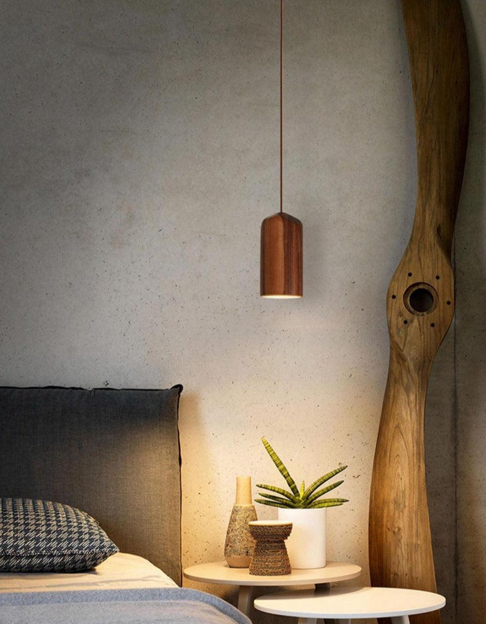 Aldersteel Solid Wood Cone Pendant Light – Minimalist Timber Hanging Lamp