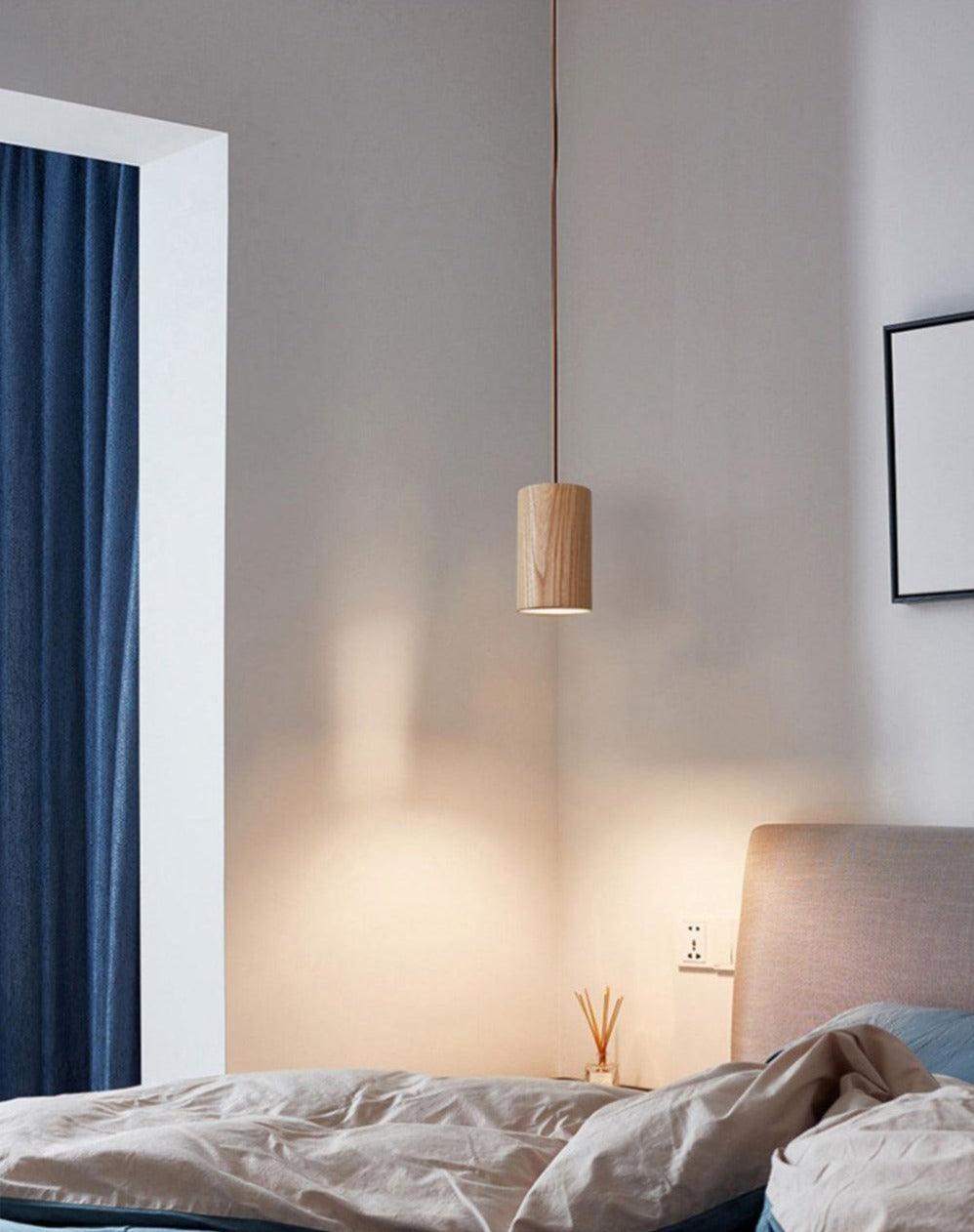 Aldersteel Solid Wood Cone Pendant Light – Minimalist Timber Hanging Lamp