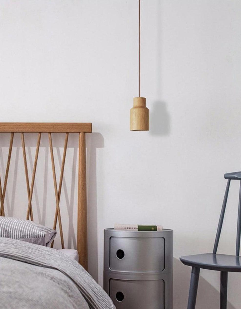 Aldersteel Solid Wood Cone Pendant Light – Minimalist Timber Hanging Lamp