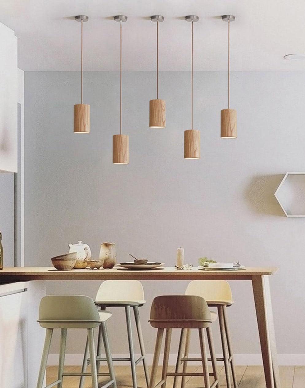 Aldersteel Solid Wood Cone Pendant Light – Minimalist Timber Hanging Lamp