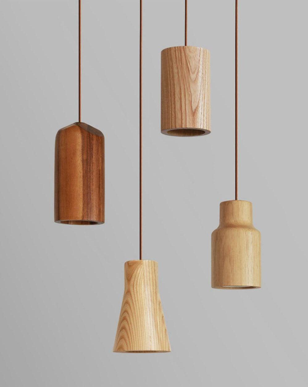 Aldersteel Solid Wood Cone Pendant Light – Minimalist Timber Hanging Lamp