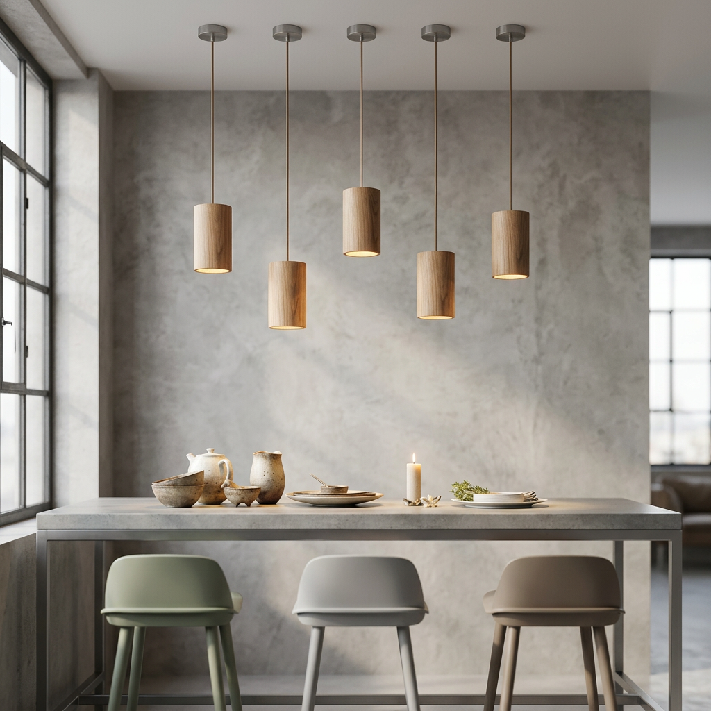 Aldersteel Solid Wood Cone Pendant Light – Minimalist Timber Hanging Lamp