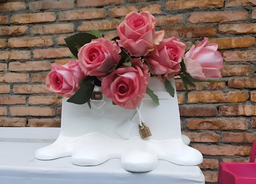 Aldersteel Melting Handbag Flower Vase – Pop Art Resin Decorative Vase