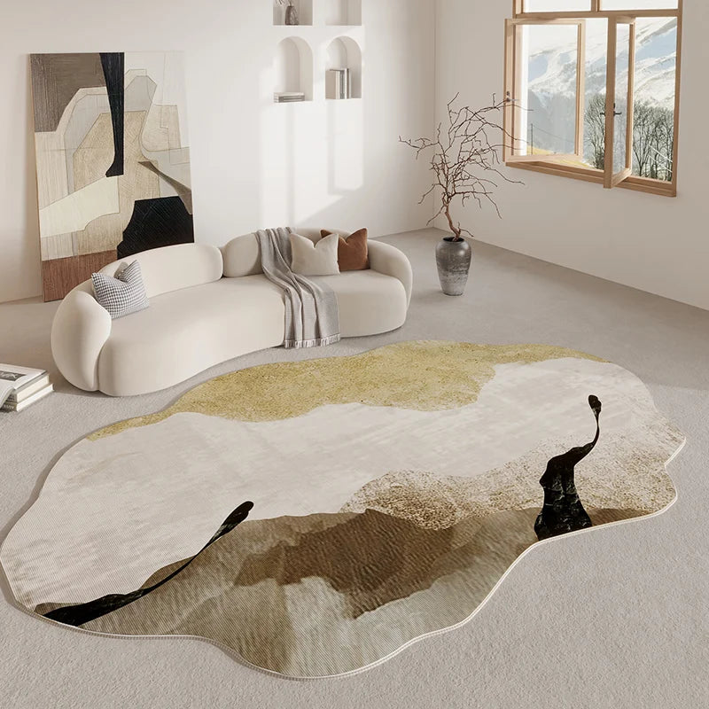 Aldersteel Retro Abstract Watercolour Area Rug – Irregular Shaped Anti-Slip Floor Rug
