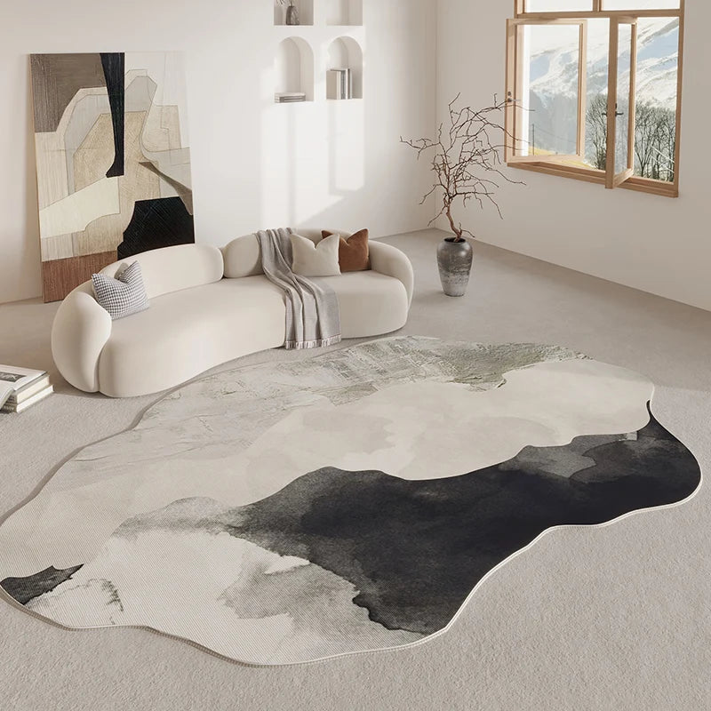 Aldersteel Retro Abstract Watercolour Area Rug – Irregular Shaped Anti-Slip Floor Rug