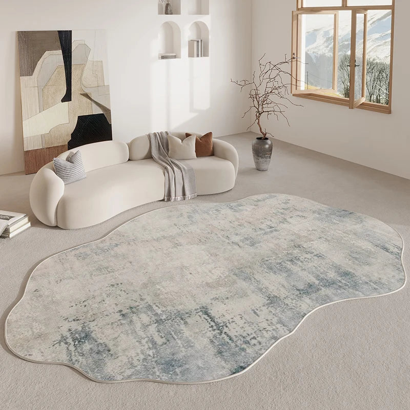 Aldersteel Retro Abstract Watercolour Area Rug – Irregular Shaped Anti-Slip Floor Rug
