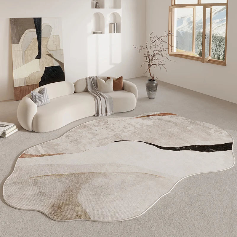 Aldersteel Retro Abstract Watercolour Area Rug – Irregular Shaped Anti-Slip Floor Rug