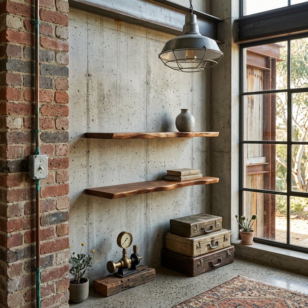 Aldersteel Rustic Hardwood Live Edge Feature Shelf – Natural Wood Floating Wall Shelf