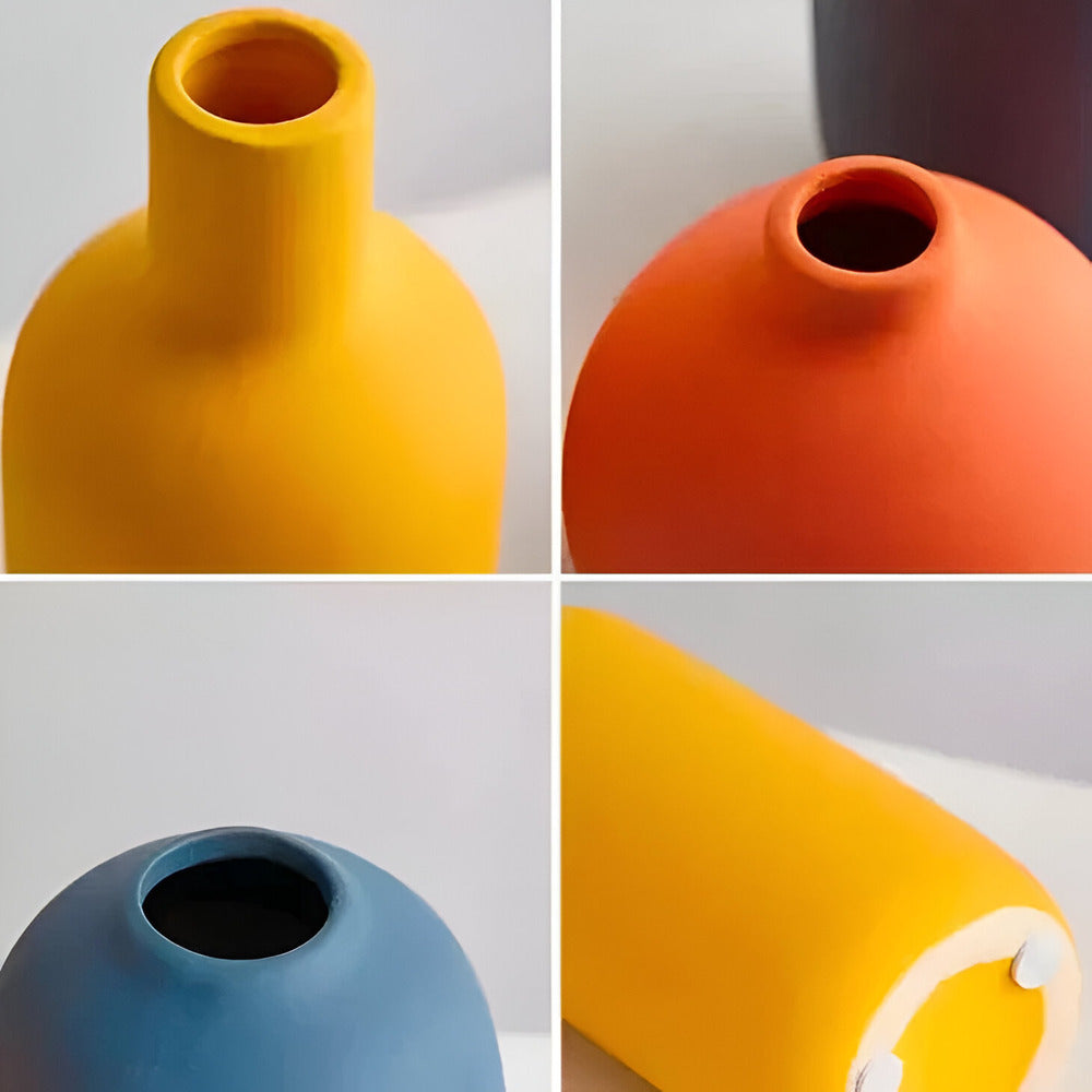 Aldersteel Small Ceramic Table Vase – Minimalist Round Neck Decorative Flower Vase