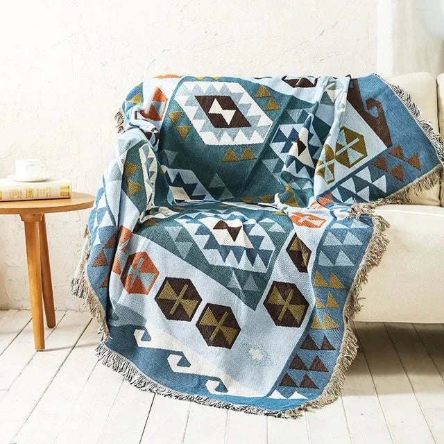 Aldersteel Jacquard Woven Throw Blanket – Vibrant Polyester Cotton 130x170cm