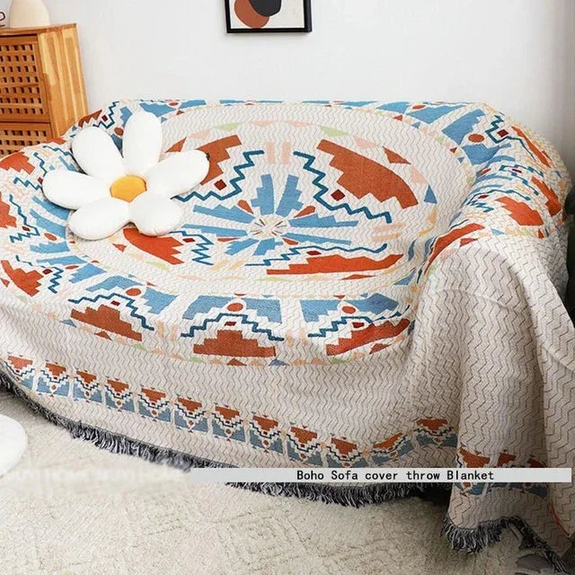 Aldersteel Jacquard Woven Throw Blanket – Vibrant Polyester Cotton 130x170cm