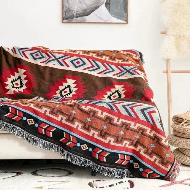 Aldersteel Jacquard Woven Throw Blanket – Vibrant Polyester Cotton 130x170cm