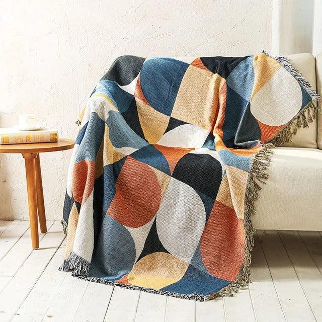 Aldersteel Jacquard Woven Throw Blanket – Vibrant Polyester Cotton 130x170cm