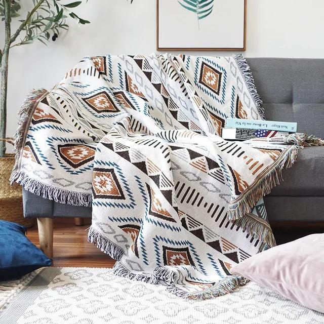 Aldersteel Jacquard Woven Throw Blanket – Vibrant Polyester Cotton 130x170cm
