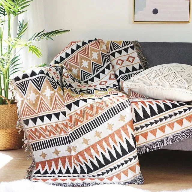 Aldersteel Jacquard Woven Throw Blanket – Vibrant Polyester Cotton 130x170cm