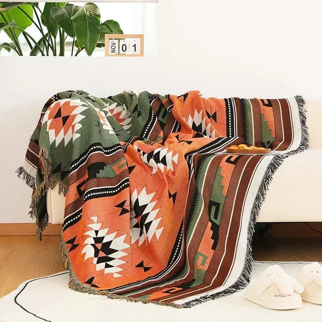 Aldersteel Jacquard Woven Throw Blanket – Vibrant Polyester Cotton 130x170cm