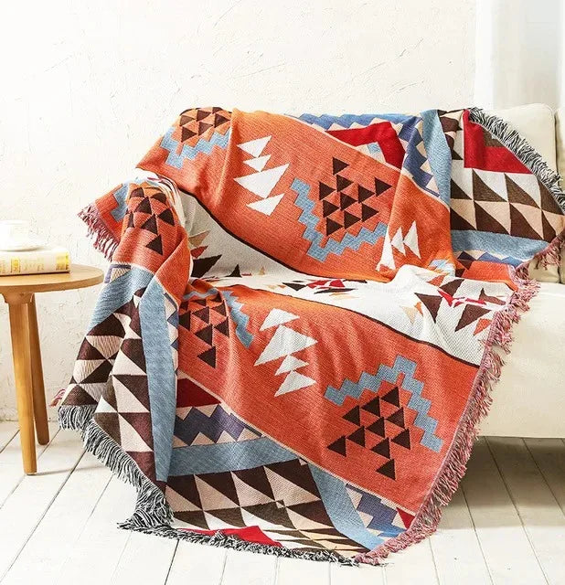 Aldersteel Jacquard Woven Throw Blanket – Vibrant Polyester Cotton 130x170cm