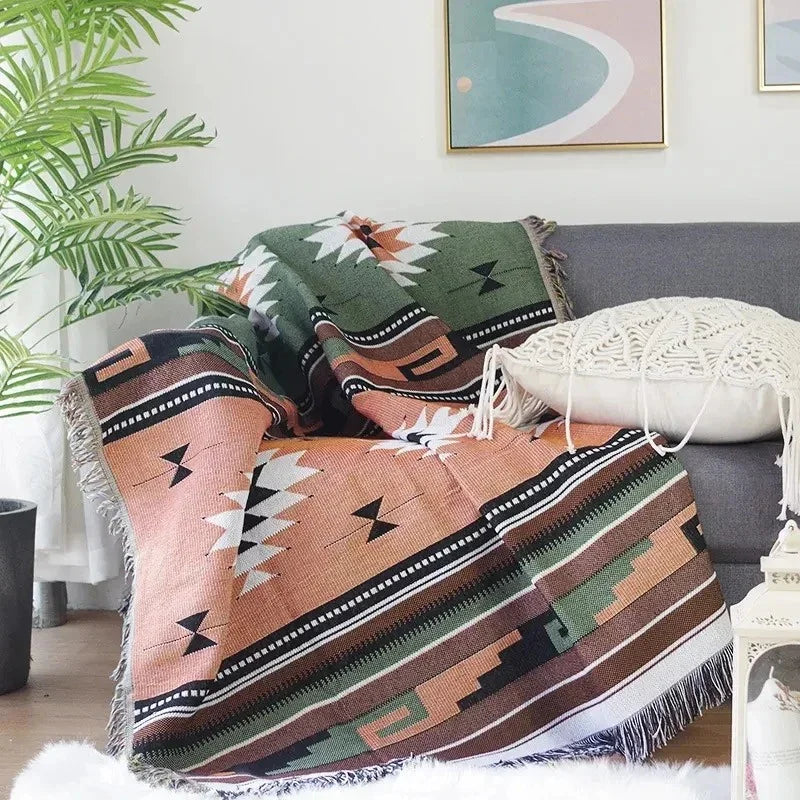 Aldersteel Jacquard Woven Throw Blanket – Vibrant Polyester Cotton 130x170cm