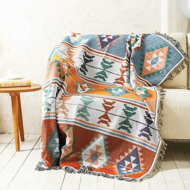 Aldersteel Jacquard Woven Throw Blanket – Vibrant Polyester Cotton 130x170cm