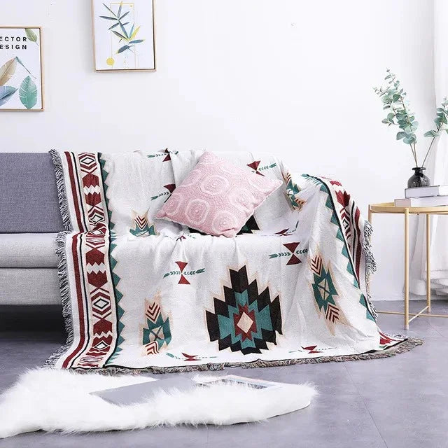Aldersteel Jacquard Woven Throw Blanket – Vibrant Polyester Cotton 130x170cm
