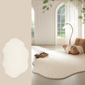 Aldersteel 3D Carved Washable Cream Rug – Organic Shaped Plush Floor Rug