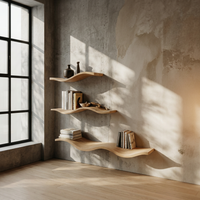 Aldersteel Wave Timber Wall Shelf
