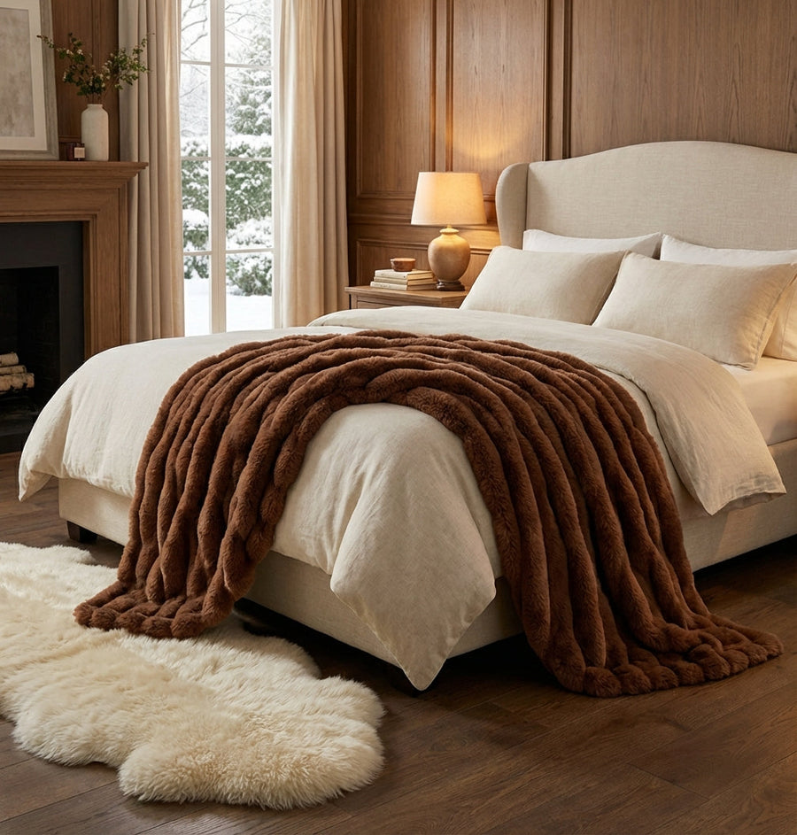 Aldersteel Ribbed Fleece Throw Blanket