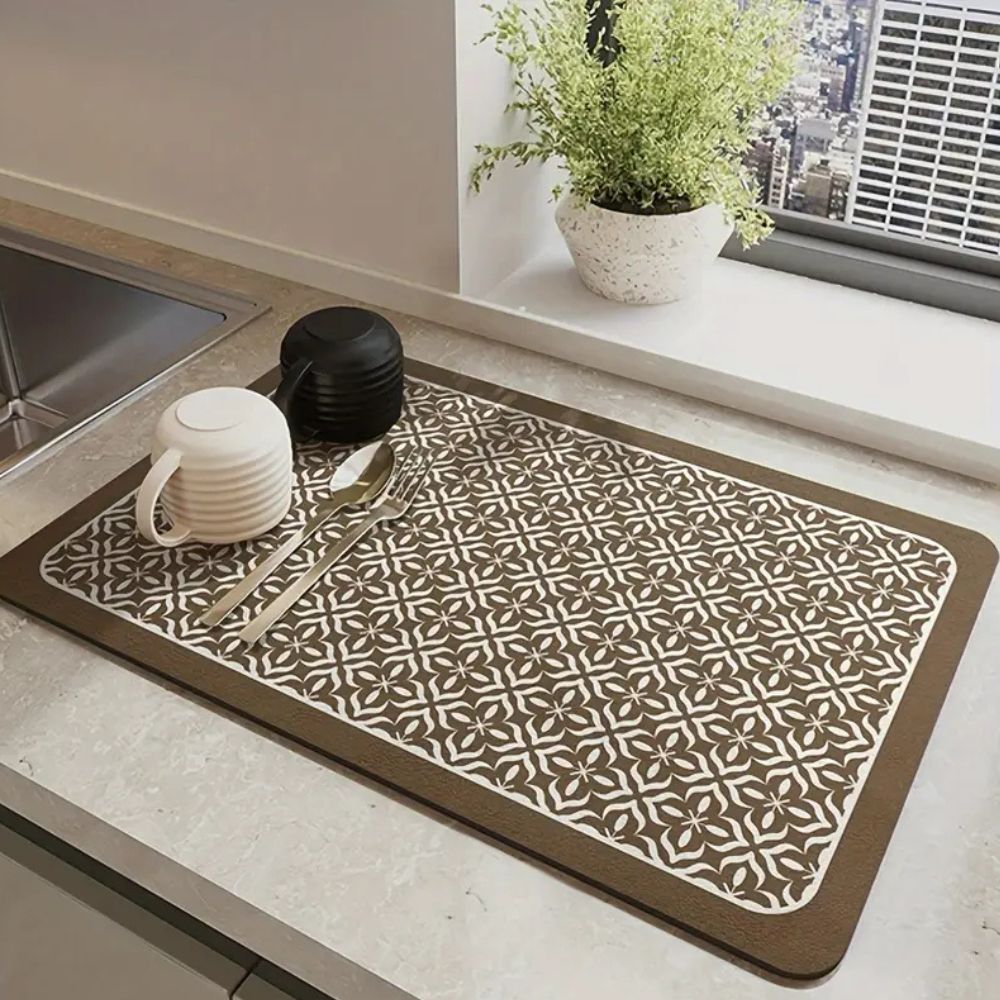 Aldersteel Kintsugi Mandala Japandi Kitchen Drying Mat – Absorbent Dish Pad