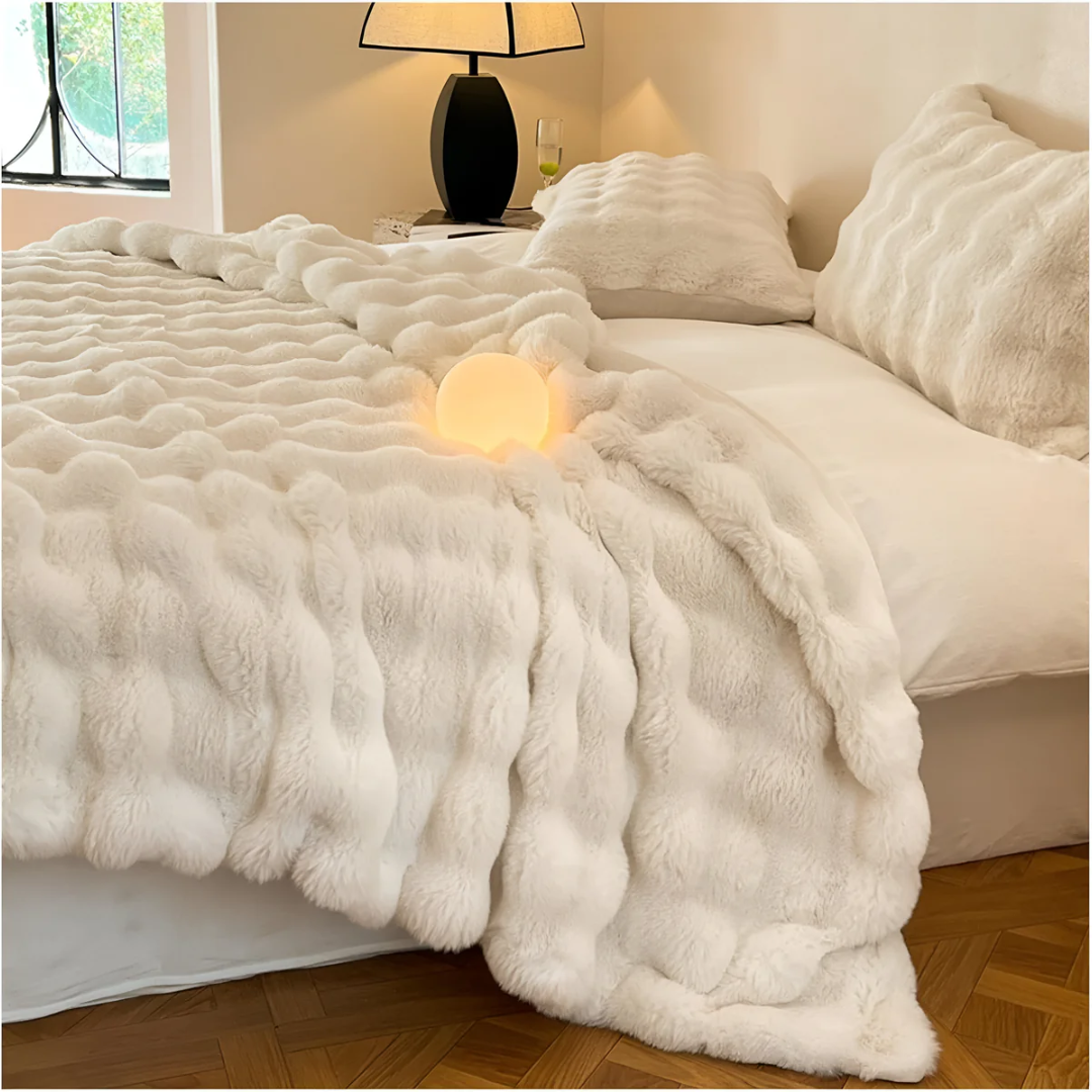 Aldersteel Ribbed Fleece Throw Blanket – Ultra Soft Faux Fur Sofa Blanket