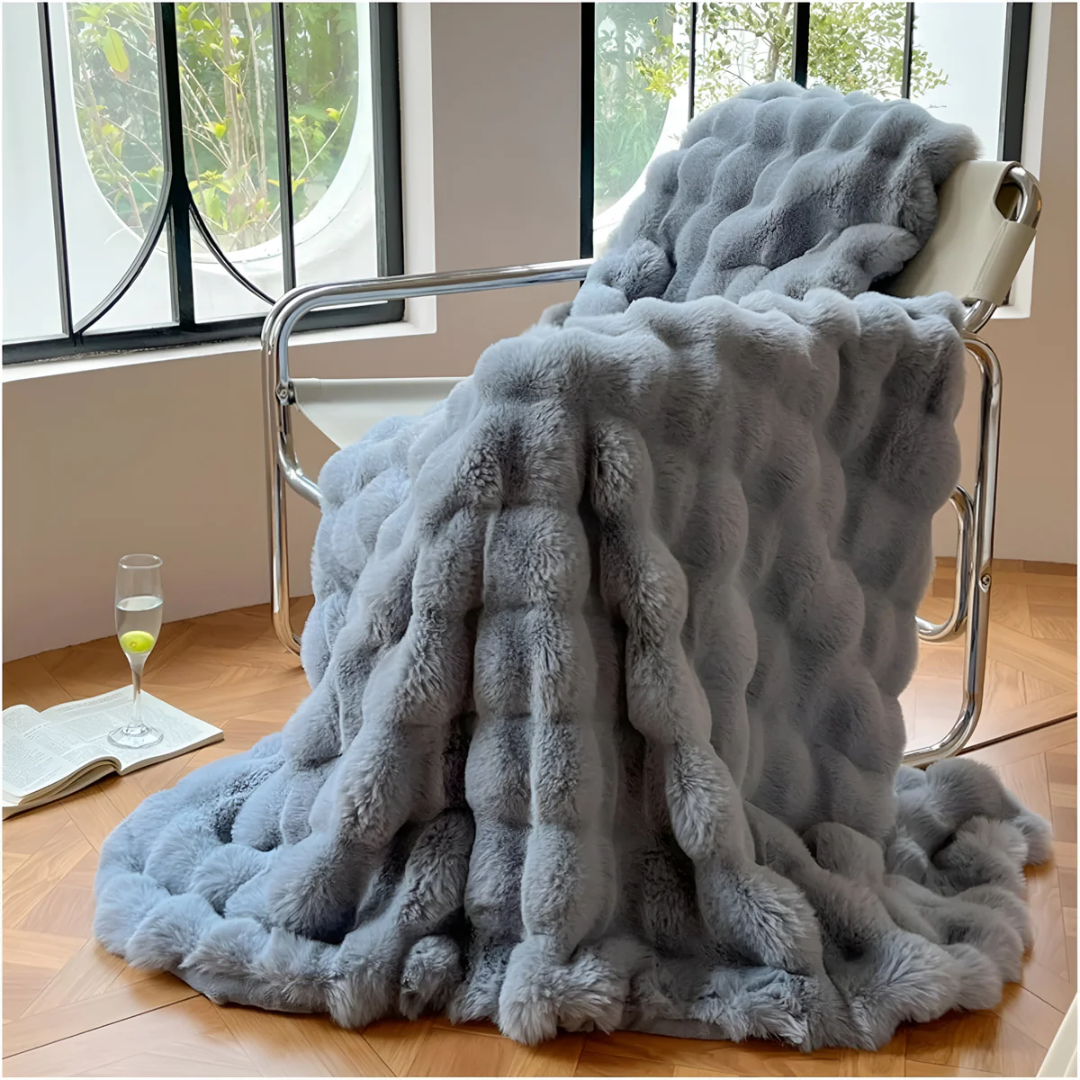 Aldersteel Ribbed Fleece Throw Blanket – Ultra Soft Faux Fur Sofa Blanket