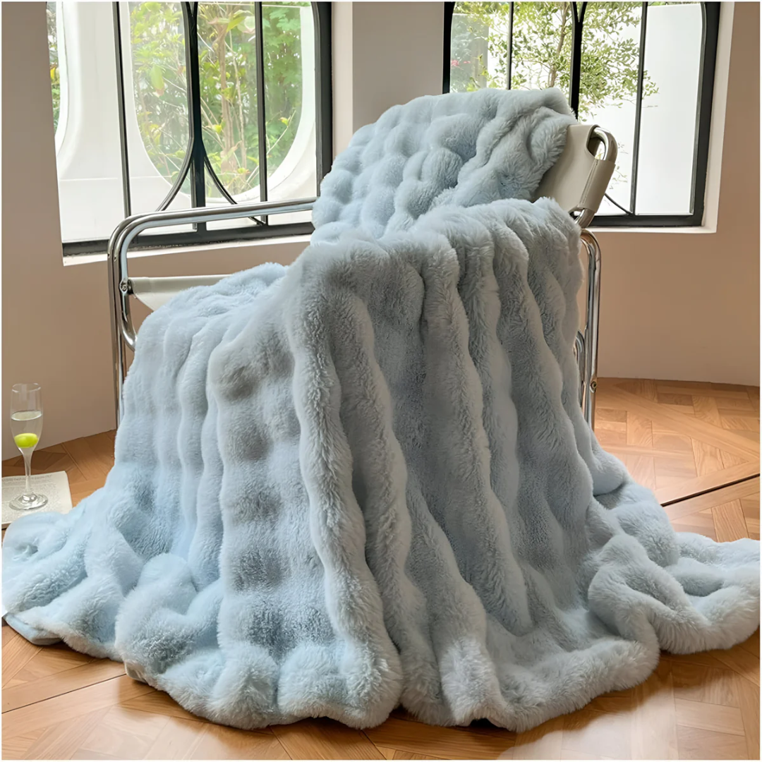 Aldersteel Ribbed Fleece Throw Blanket – Ultra Soft Faux Fur Sofa Blanket